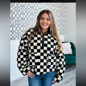 Checkered sherpa shirt XL NWT Bibi